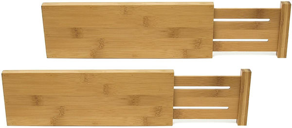 Picture of Bamboo Wood Custom Fit Adjustable Dresser Drawer Dividers, Set of 2